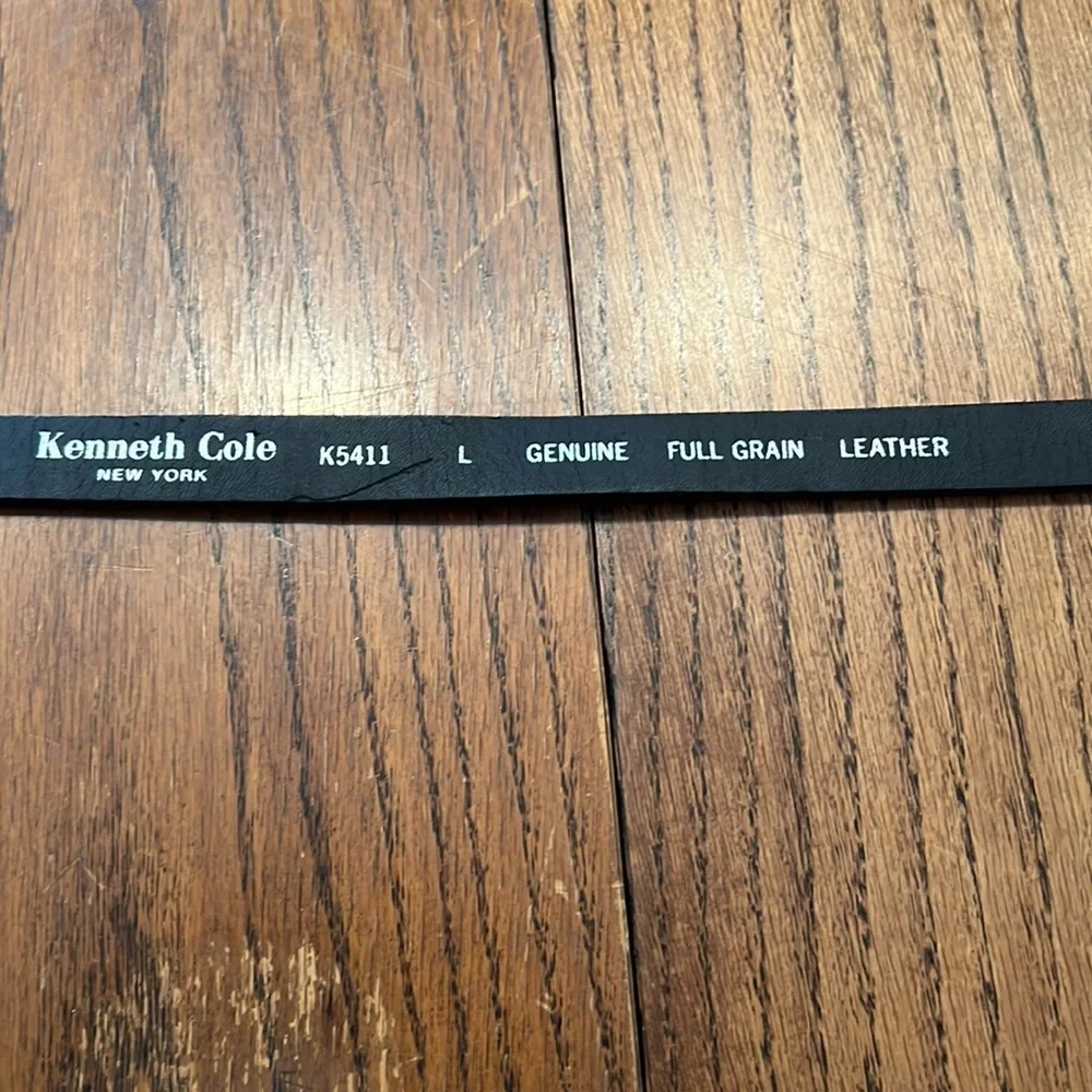Kenneth Cole Vintage  Black Leather And Calf Hair Skinny Belt W/ Silver Buckle L